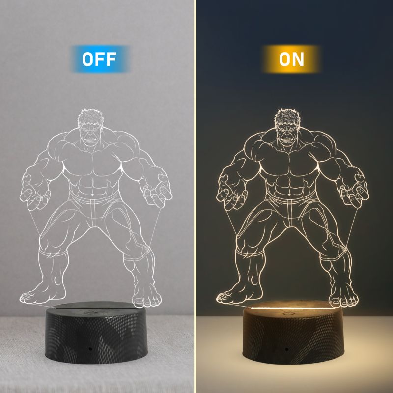3D Illusion Hulk night lamp with Warm White Light Birthday Gift for Marvel Fans Gift for Avengers Lovers Kids Room Decor